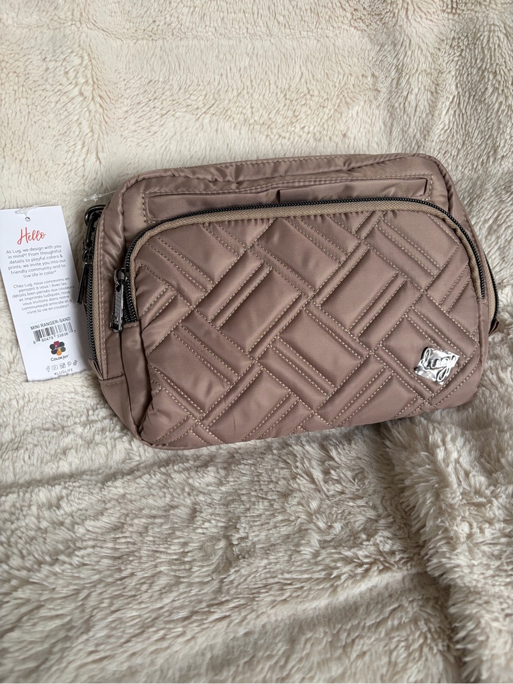 NWT Lug Ranger Mini Quilted Crossbody Bag in Sand